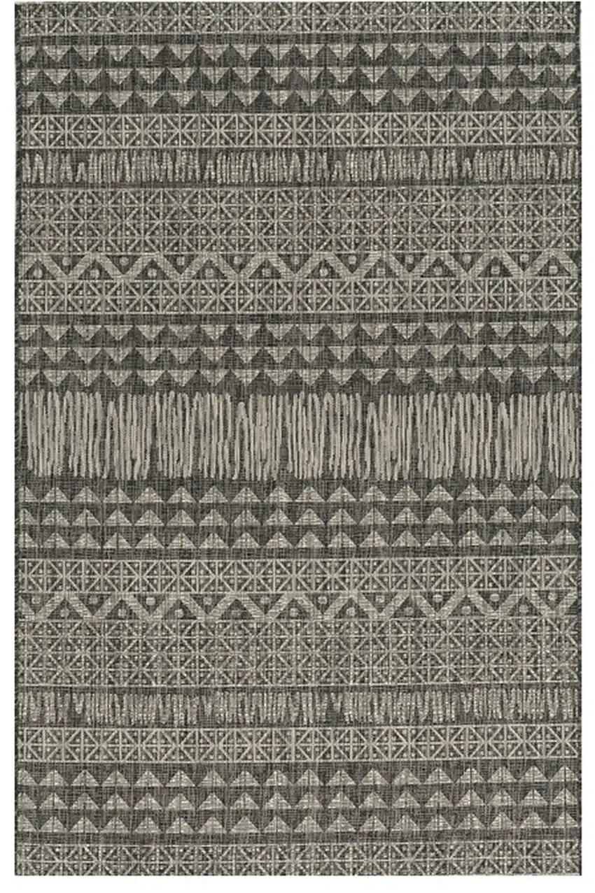 8'X11' Charcoal Machine Woven Uv Treated Tribal Indoor Outdoor Area Rug Photo 2