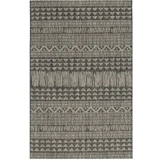 8'X11' Charcoal Machine Woven Uv Treated Tribal Indoor Outdoor Area Rug Photo 2