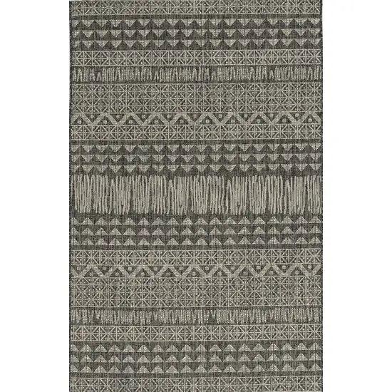 8'X11' Charcoal Machine Woven Uv Treated Tribal Indoor Outdoor Area Rug Photo 2