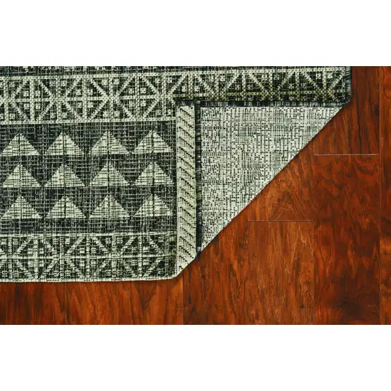 Charcoal Machine Woven UV Treated Tribal Indoor Outdoor Area Rug Photo 3