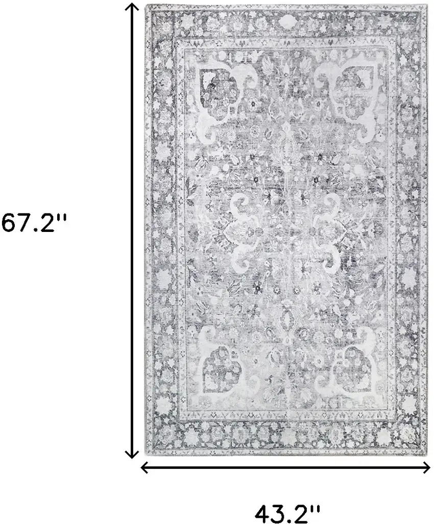 Charcoal Medallion Power Loom Stain Resistant Area Rug Photo 7