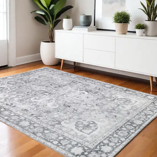 Charcoal And Gray Medallion Area Rug Photo 1