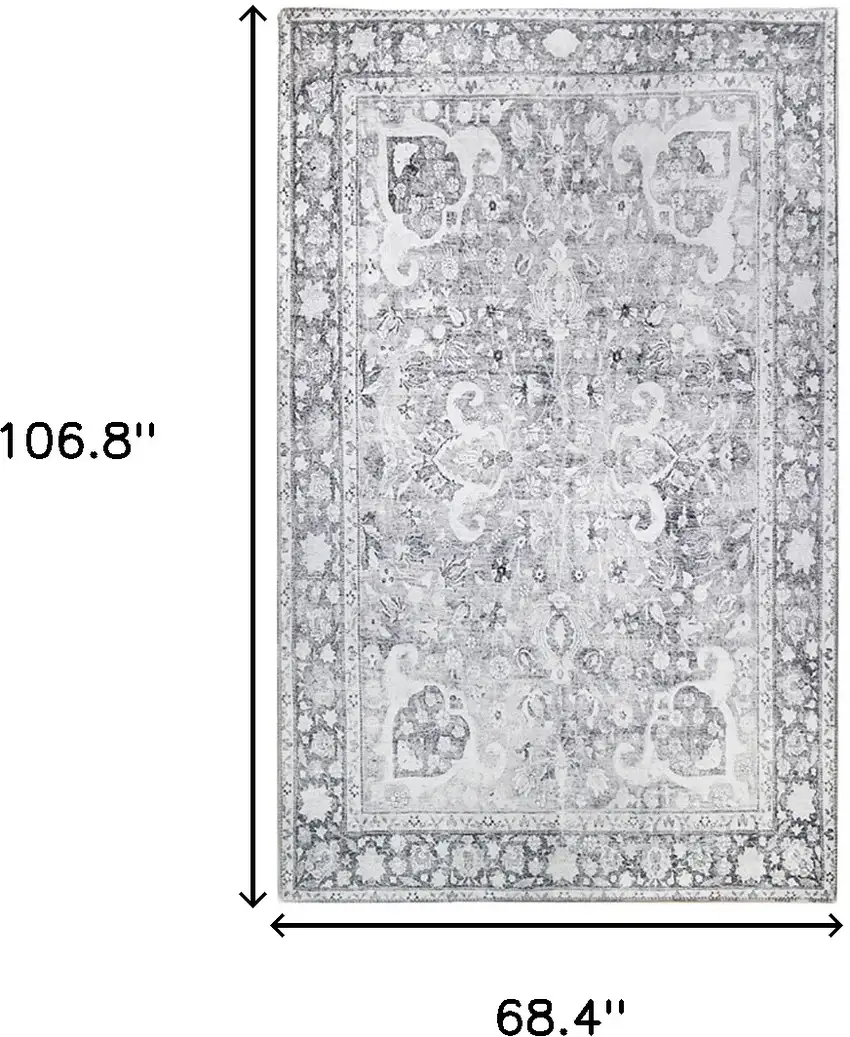 Charcoal Medallion Power Loom Stain Resistant Area Rug Photo 7