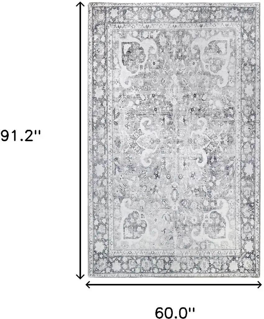 Charcoal Medallion Power Loom Stain Resistant Area Rug Photo 7