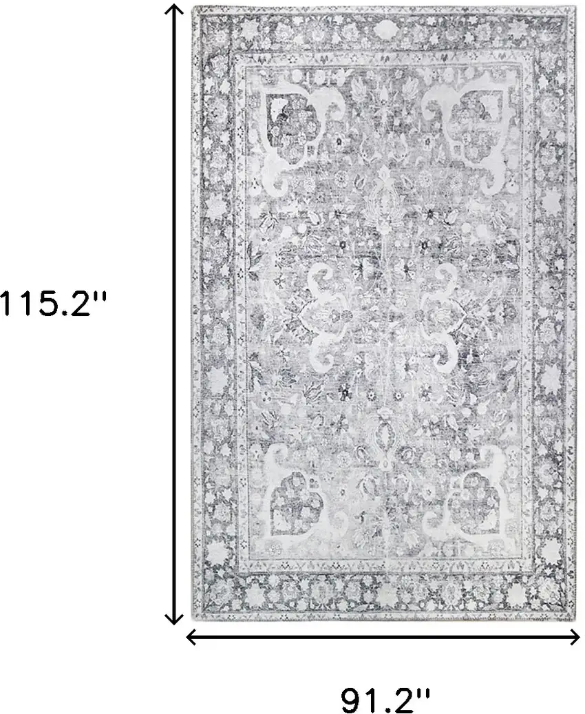 Charcoal Medallion Power Loom Stain Resistant Area Rug Photo 7
