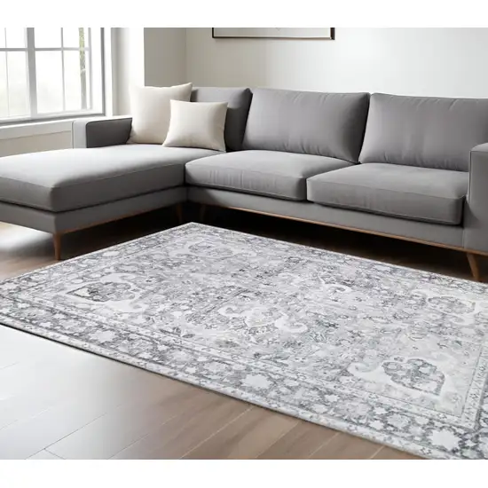 Charcoal And Gray Medallion Area Rug Photo 1