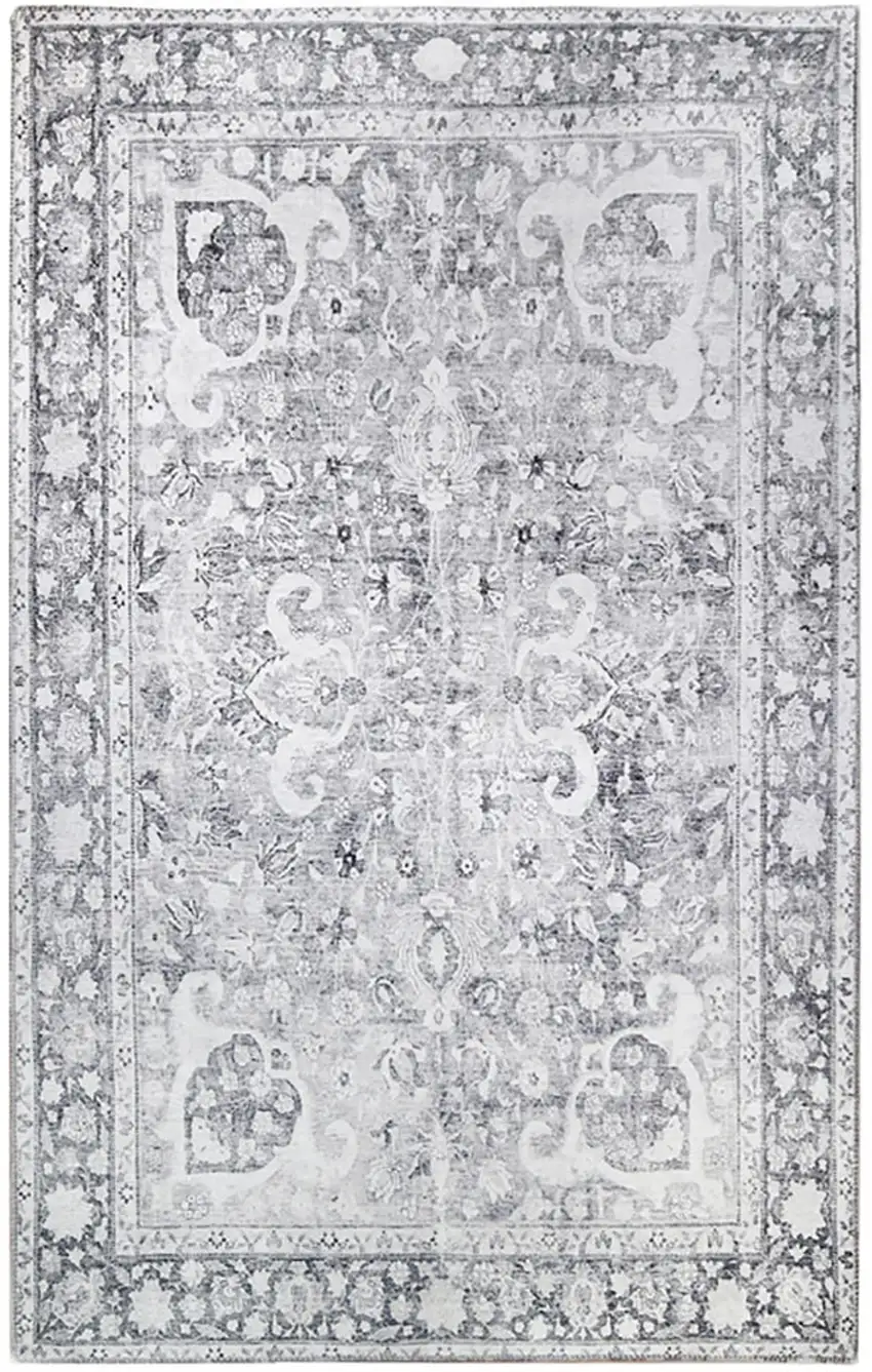 Charcoal Medallion Power Loom Stain Resistant Area Rug Photo 1