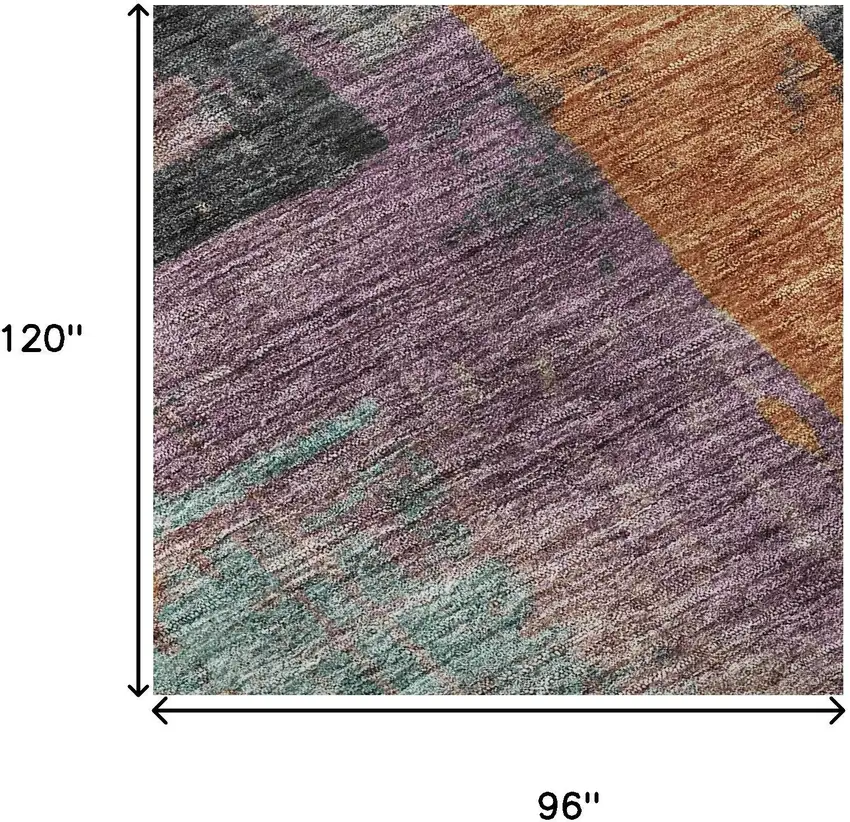 Charcoal Orange And Purple Abstract Washable Area Rug With UV Protection Photo 9