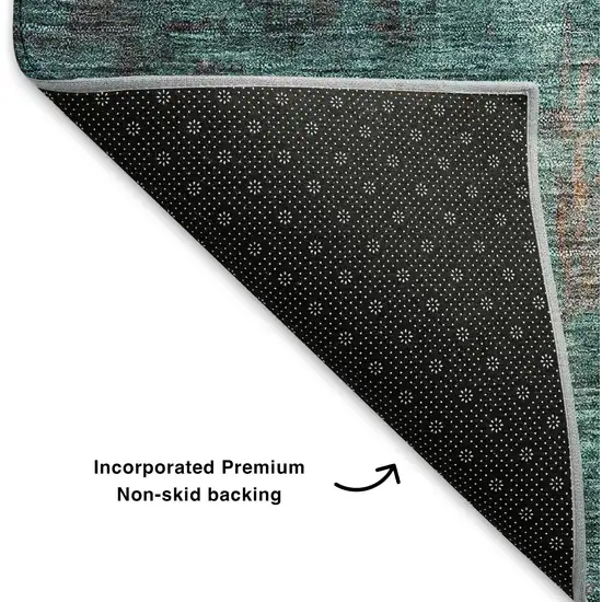 Charcoal Orange And Purple Abstract Washable Area Rug With UV Protection Photo 5