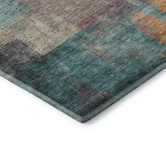 Charcoal Orange And Purple Abstract Washable Area Rug With UV Protection Photo 6