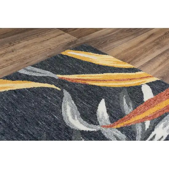 Charcoal Orange Red And Gray Floral Hand Tufted Area Rug Photo 4