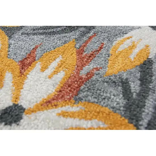 Charcoal Orange Red And Gray Floral Hand Tufted Area Rug Photo 3