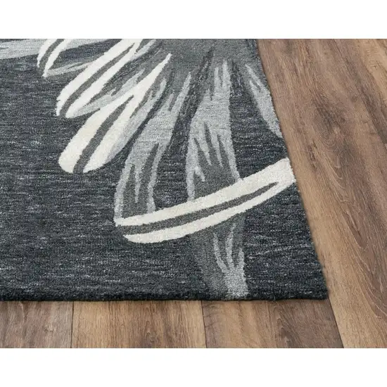 Charcoal Orange Red And Gray Floral Hand Tufted Area Rug Photo 2