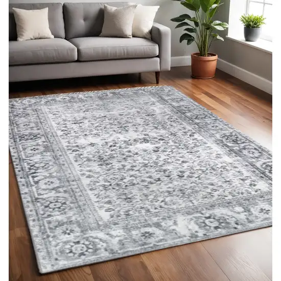 Charcoal And Gray Oriental Area Rug Photo 1