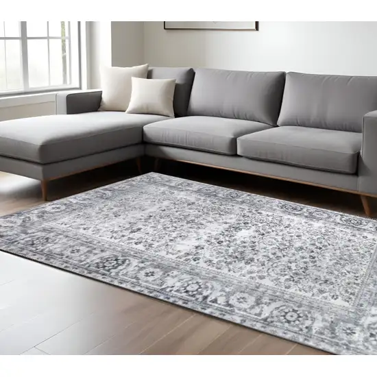 Charcoal And Gray Oriental Area Rug Photo 1