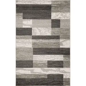 Photo of Charcoal Patchwork Power Loom Stain Resistant Area Rug