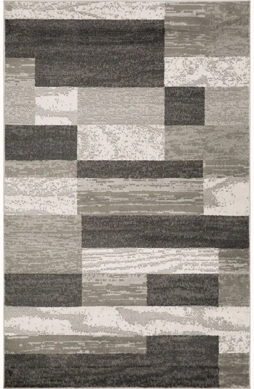 Charcoal Patchwork Power Loom Stain Resistant Area Rug Photo 1