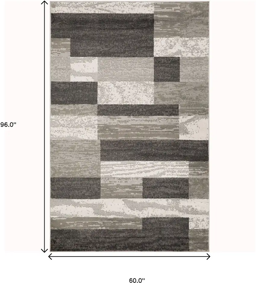 Charcoal Patchwork Power Loom Stain Resistant Area Rug Photo 7