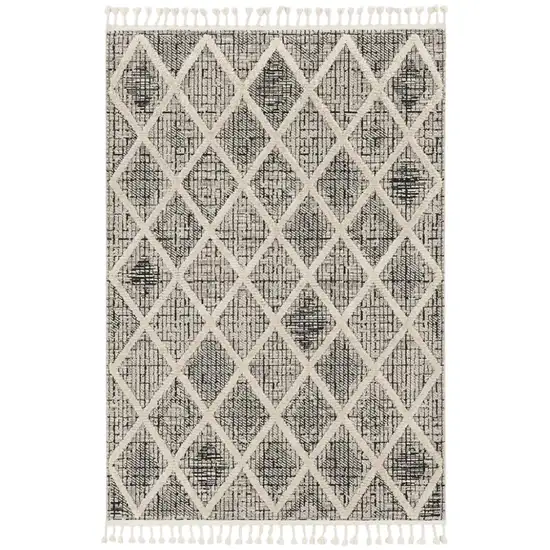 Cream And Charcoal Geometric Area Rug Photo 2