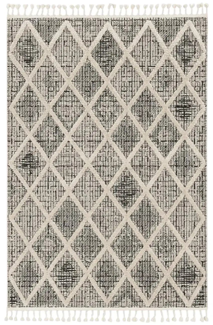 Cream And Charcoal Geometric Area Rug Photo 2