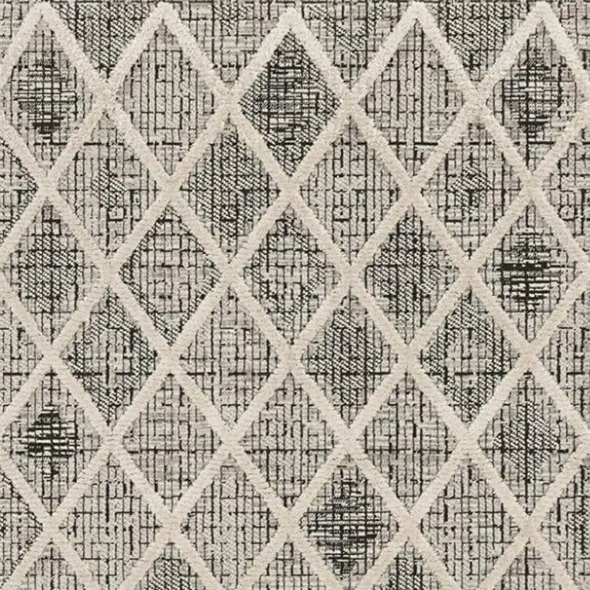 Cream And Charcoal Geometric Area Rug Photo 4