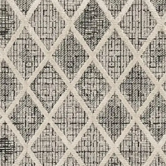 Cream And Charcoal Geometric Area Rug Photo 3