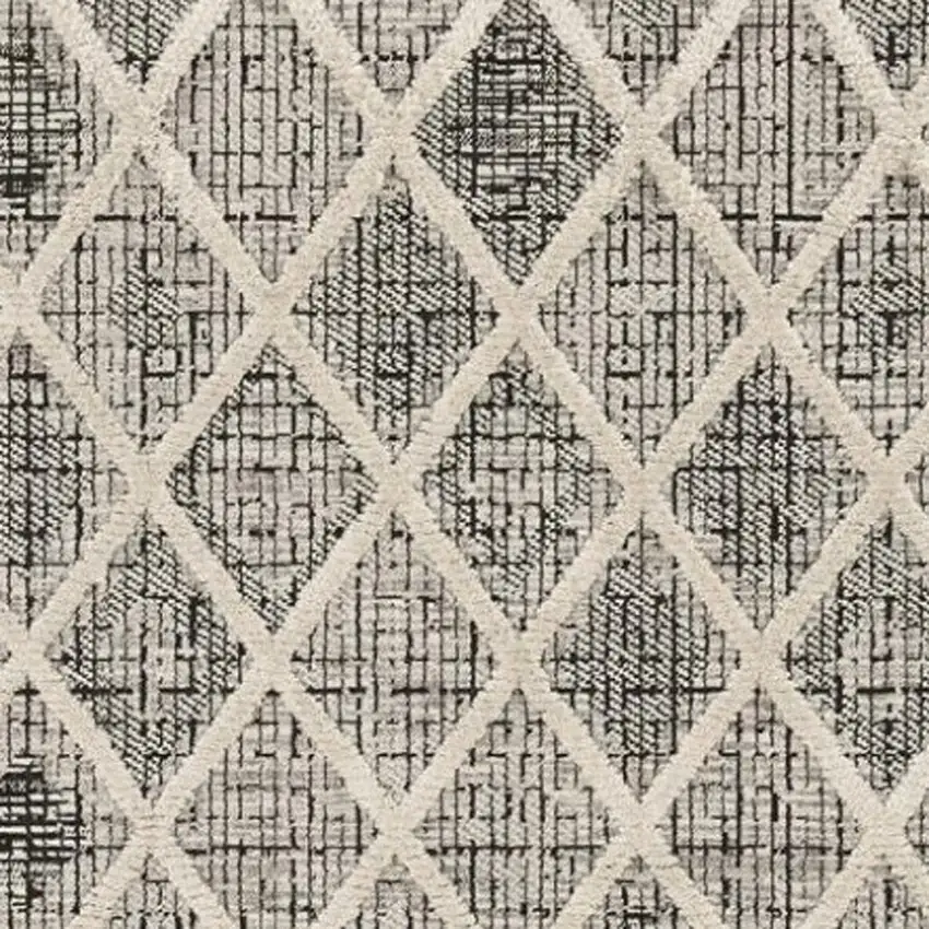 Cream And Charcoal Geometric Area Rug Photo 3