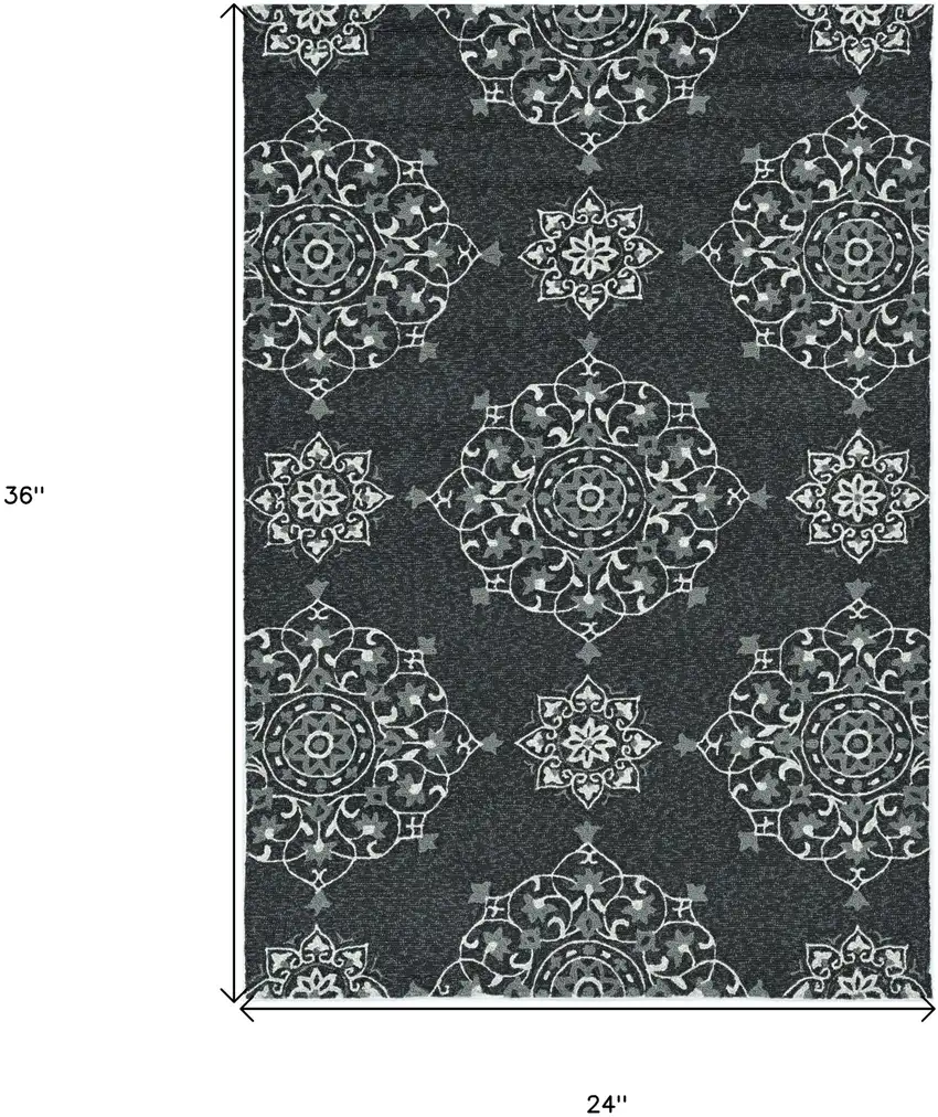 Charcoal Polypropylene Accent Rug Photo 3