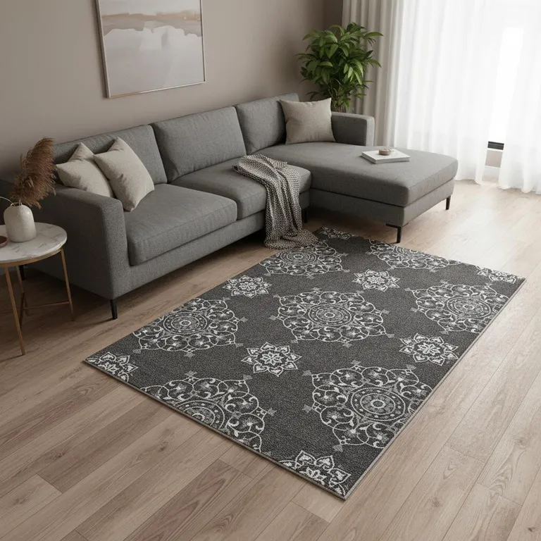 Charcoal Polypropylene Rug Photo 4