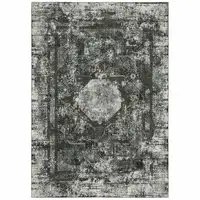 Photo of Charcoal Rust Grey Blue Ivory And Brown Oriental Power Loom Stain Resistant Area Rug
