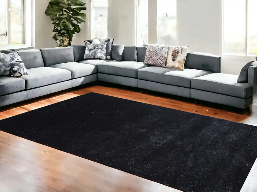 Charcoal Shag Hand Tufted Area Rug Photo 1