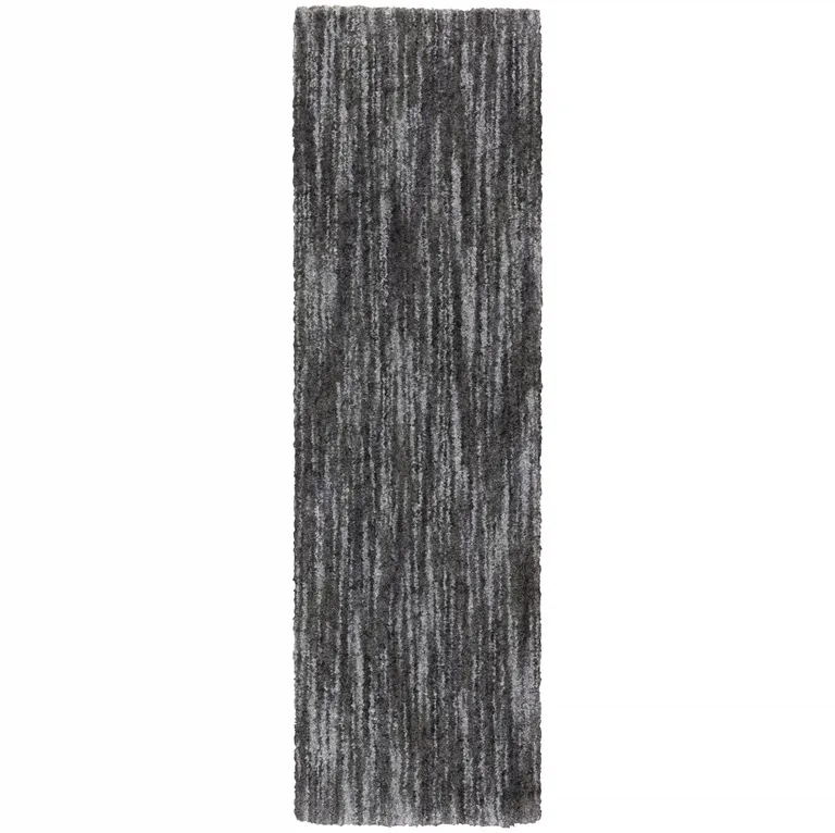 Charcoal Shag Power Loom Stain Resistant Runner Rug Photo 1