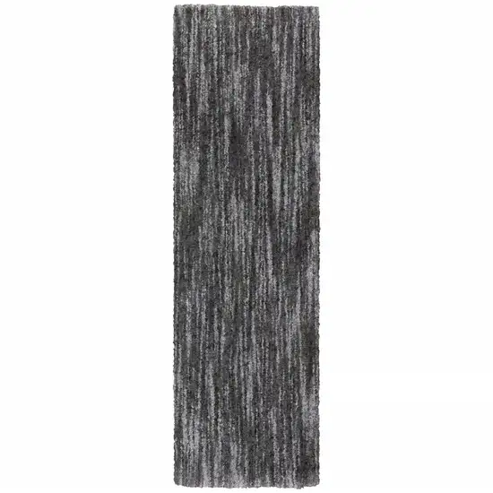 Charcoal Shag Power Loom Stain Resistant Runner Rug Photo 1