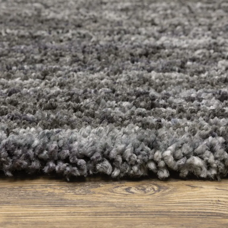 Charcoal Shag Power Loom Stain Resistant Runner Rug Photo 5