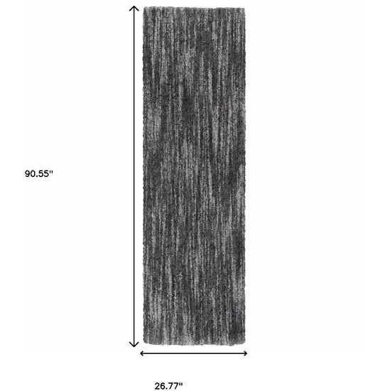 Charcoal Shag Power Loom Stain Resistant Runner Rug Photo 10