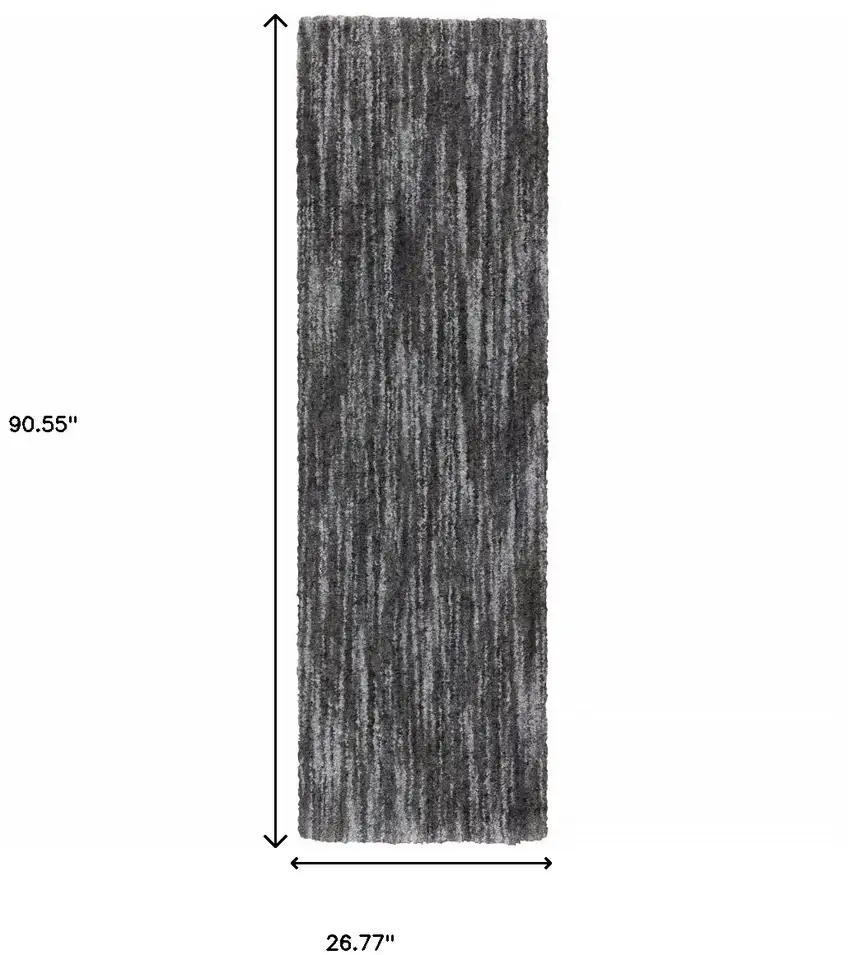 Charcoal Shag Power Loom Stain Resistant Runner Rug Photo 10