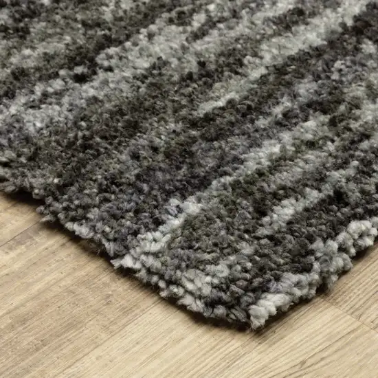 Charcoal Shag Power Loom Stain Resistant Runner Rug Photo 3