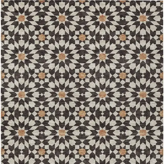 Charcoal Silver And Copper Floral Medallion Washable Indoor Outdoor Area Rug Photo 5