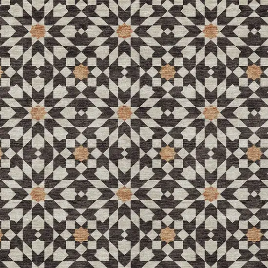 Charcoal Silver And Copper Floral Medallion Washable Indoor Outdoor Area Rug Photo 5