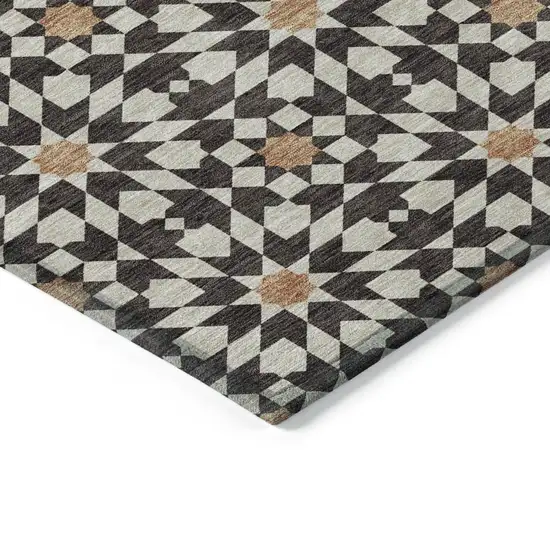 Charcoal Silver And Copper Floral Medallion Washable Indoor Outdoor Area Rug Photo 3