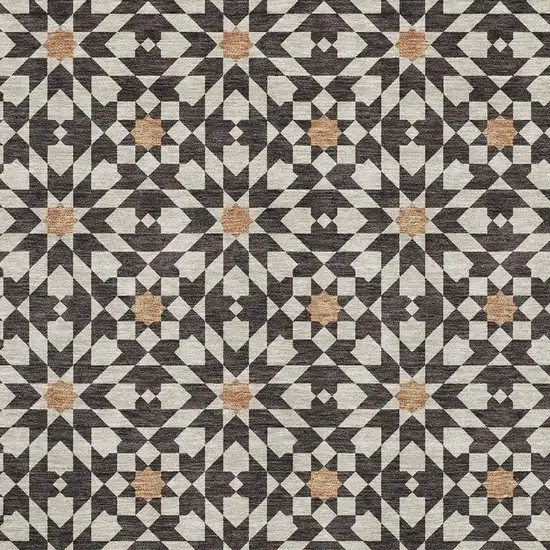 Charcoal Silver And Copper Geometric Washable Area Rug With UV Protection Photo 5