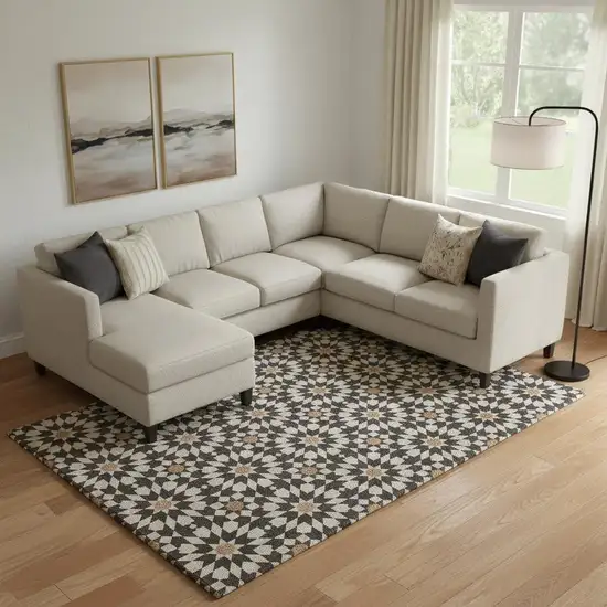 Charcoal Silver And Copper Geometric Washable Area Rug With UV Protection Photo 1