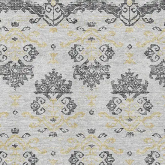 Charcoal Silver And Gold Oriental Washable Indoor Outdoor Area Rug Photo 6