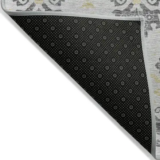 Charcoal Silver And Gold Oriental Washable Indoor Outdoor Area Rug Photo 5