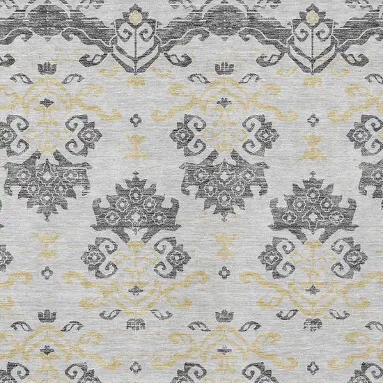 Charcoal Silver And Gold Oriental Washable Indoor Outdoor Area Rug Photo 5