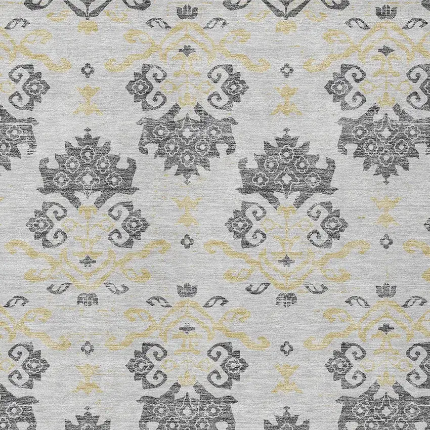 Charcoal Silver And Gold Oriental Washable Indoor Outdoor Area Rug Photo 5