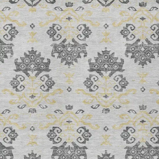 Charcoal Silver And Gold Oriental Washable Indoor Outdoor Area Rug Photo 5