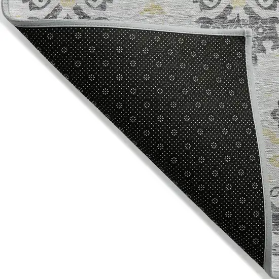 Charcoal Silver And Gold Oriental Washable Indoor Outdoor Area Rug Photo 4
