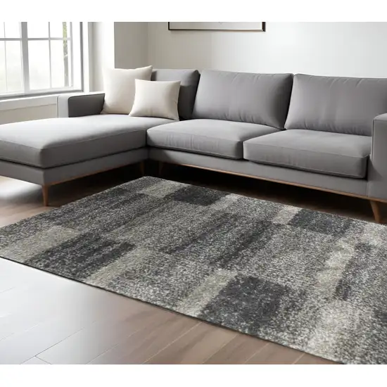 Gray Geometric Shag Power Loom Area Rug Photo 1