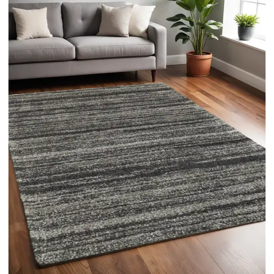 Charcoal Silver And Grey Geometric Shag Power Loom Stain Resistant Area Rug Photo 1